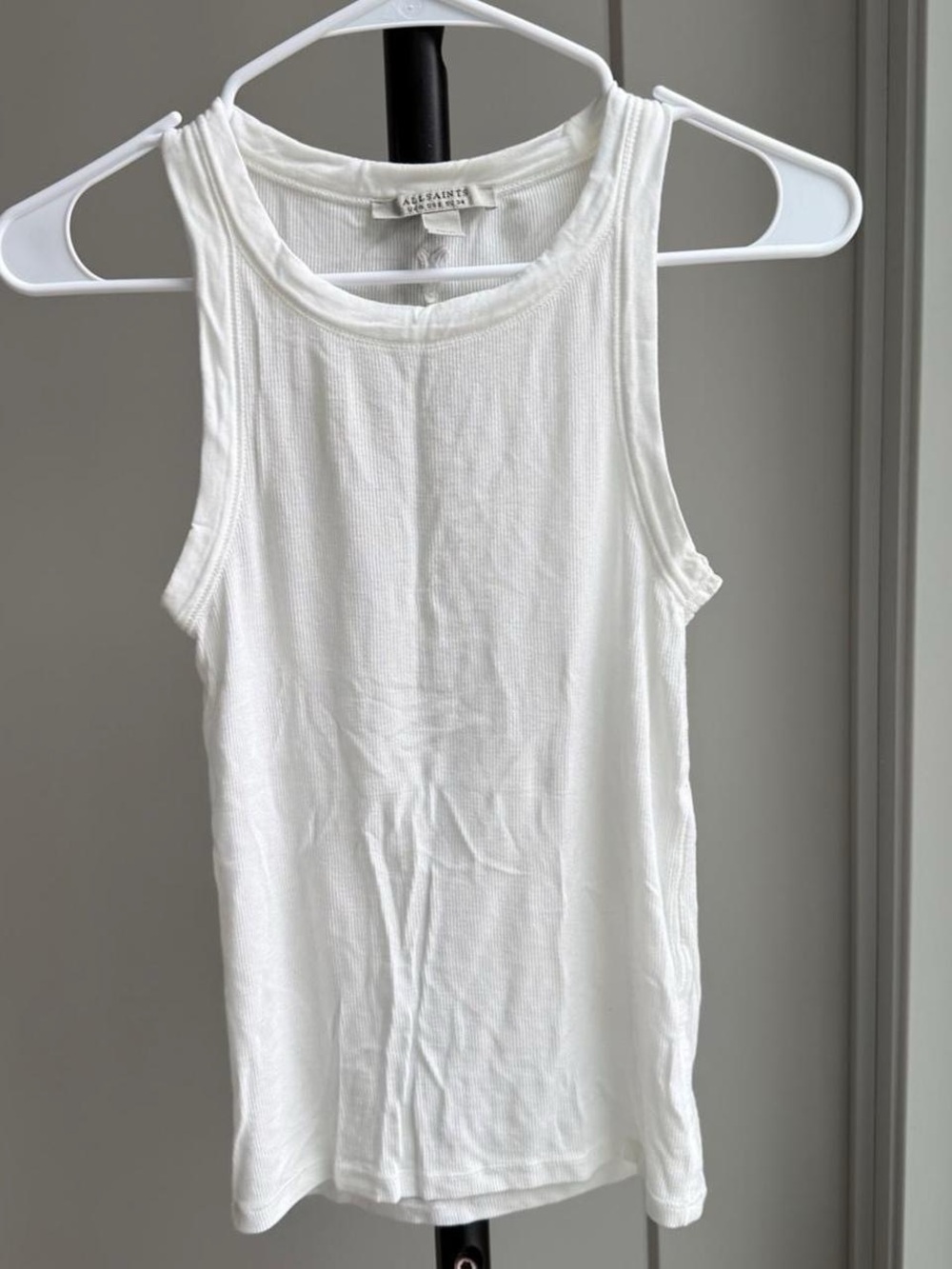 All Saints White Ribbed Tank Top